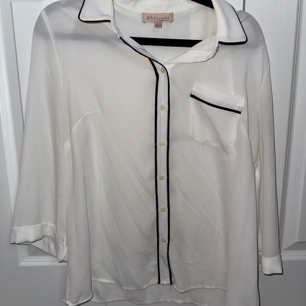 Philosophy Cream Blouse with Black Accents